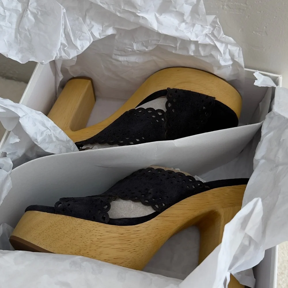 🆕 Veronica Beard Gaynor Suede Platform Clog Platform Mule Sandals, New in Box, 9 - Picture 6 of 7